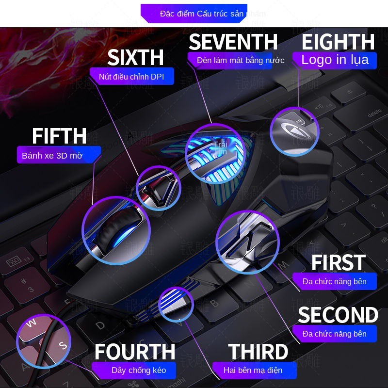 > Bạc chạm khắc K300 bàn phím cơ thực sự trục màu xanh lá cây đen máy tính chơi game có dây chuột bộ tai nghe | BigBuy360 - bigbuy360.vn