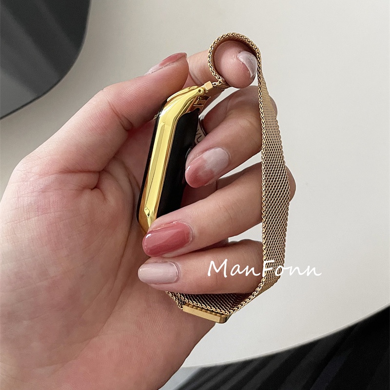 Dây Đeo Thay Thế Chất Liệu Thép Không Gỉ Dạng Mắt Xích Cho Xiaomi Band 3/4/5/6 Watch Mi 3 4