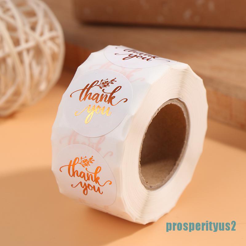 (prosperityu2) 500pcs Candy Thank You Sticker For Seal Thank You Sticker