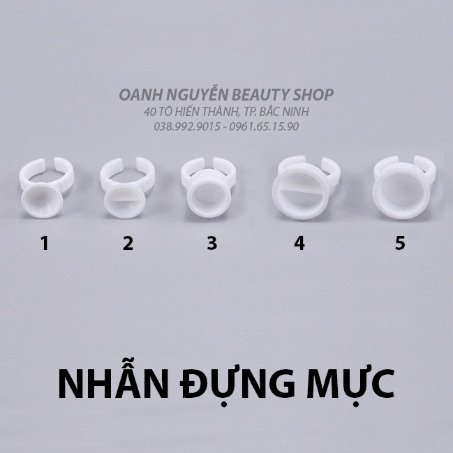 Nhẫn đựng mực xăm, sáp khắc, keo nối mi (100 chiếc/túi)