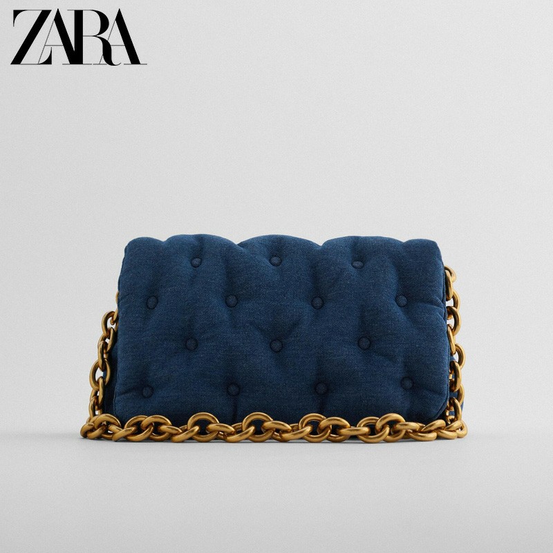 ♘✇[Chính Hãng]Túi xách ZARA HOME 2020 đeo chéo một vai bằng vải bông dung tích lớn mới tay dây xích 