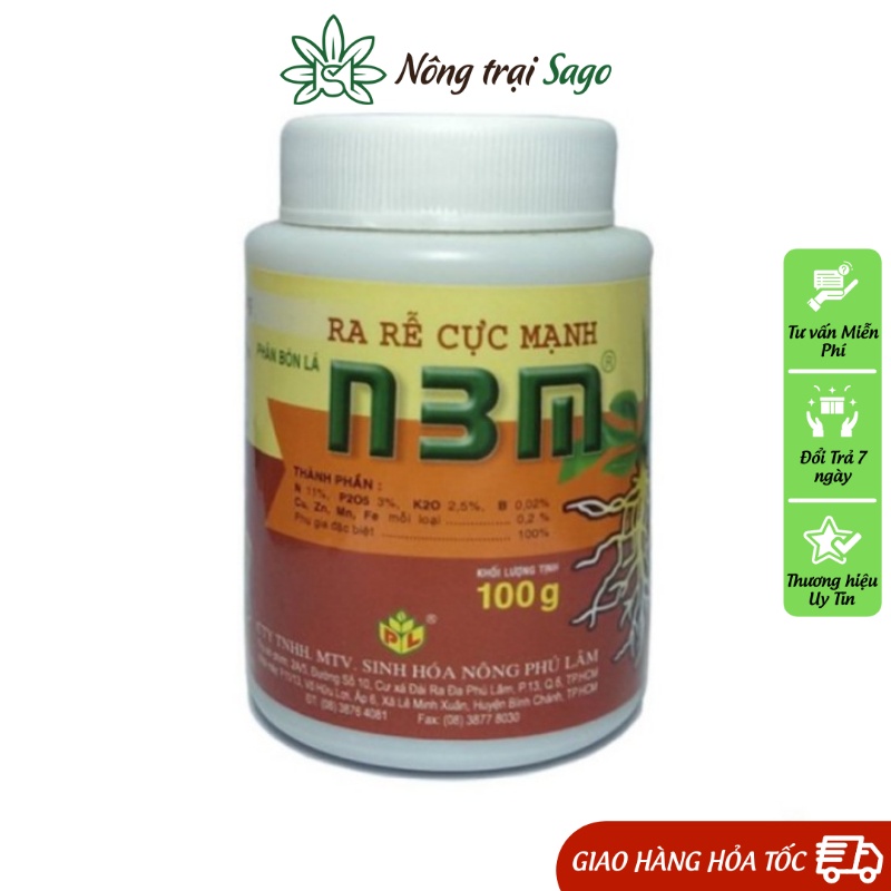 Phân Bón Kích Thích Ra Rễ N3M - Siêu Ra Rễ Cho Cây Trồng (lọ 100 gr) - Nông Trại Sago