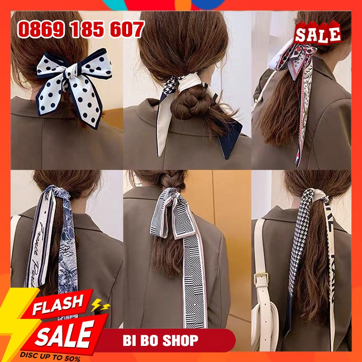 Khăn Headband Lụa Quàng Cổ Cột Tóc Thời Trang Cho Nữ Kích Thước 100x8cm, Băng Đô Lụa Cho Nữ