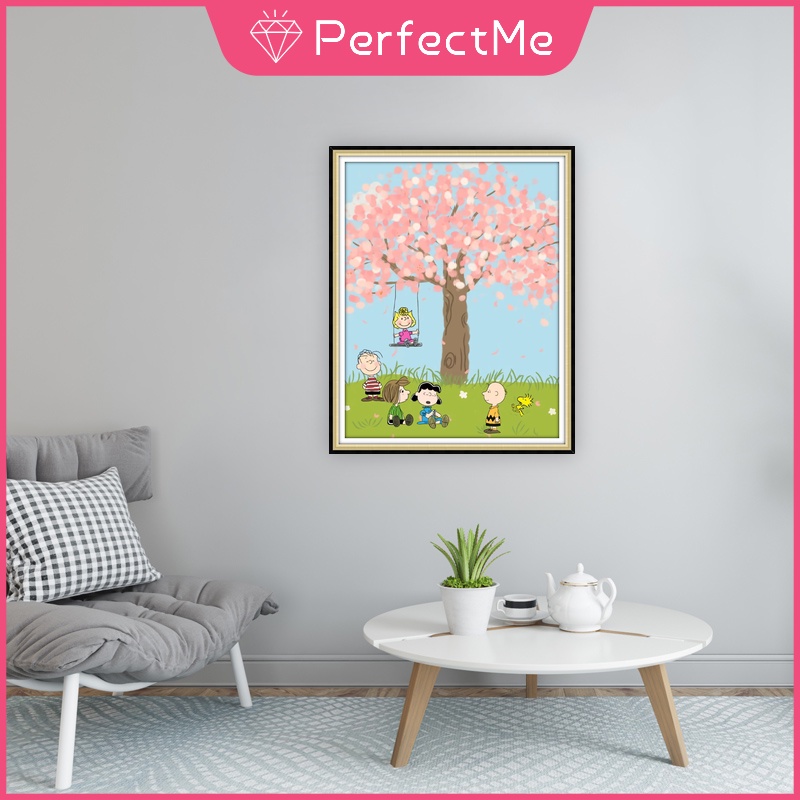 Bộ tranh đính đá 5D DIY hình chó Snoopy 30x40cm để trang trí nhà