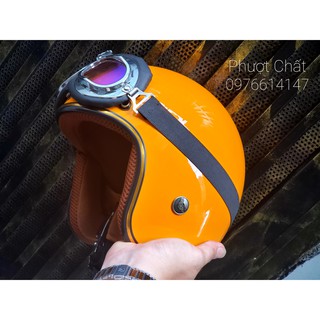 Nón 3/4 cao cấp kèm kính phi công