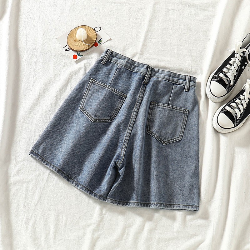 Quần Jean Short Nữ Ống Rộng Lưng Cao Retro Form Rộng Hàn Quốc Quần Sooc Bò Nữ Lưng Cao Ulzzang Thời Trang