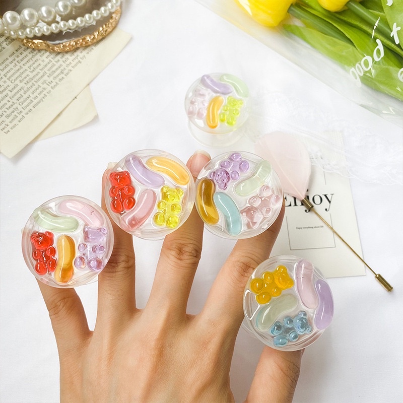 Giá đỡ điện thoại popsocket tròn jelly bear | candylab.official