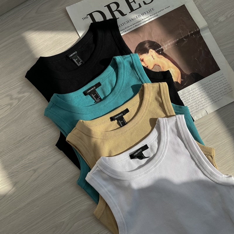 Áo croptop ba lỗ nhiều màu chất co giãn MIEU - JA04
