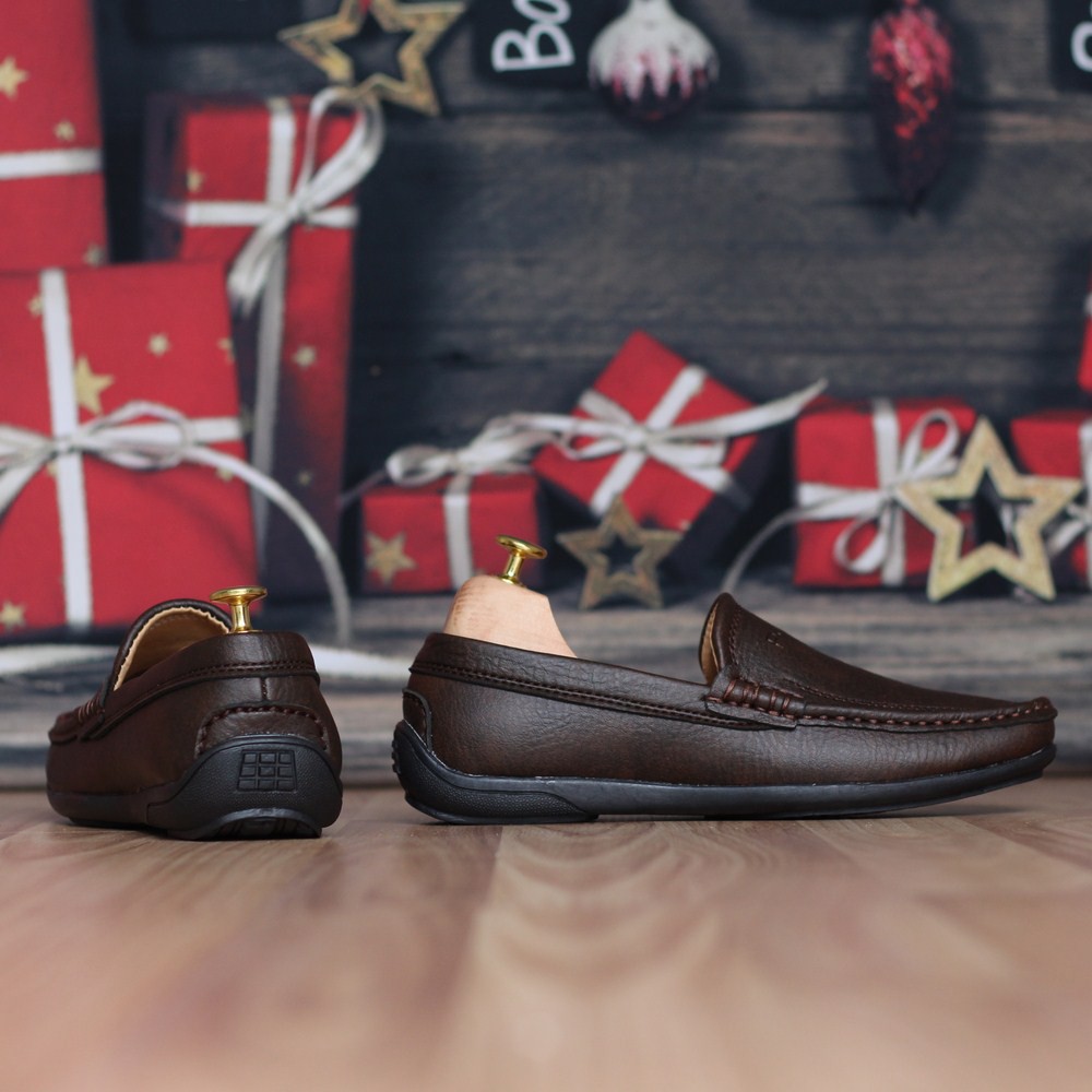 Giày Lười Thời Trang Nam Plo Nâu [+2 Đôi Tất]