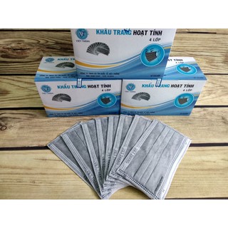 Khẩu trang y tế hoạt tính kháng khuẩn 4 lớp - 10 hộp 500k cái khẩu trang y tế Việt Thắng