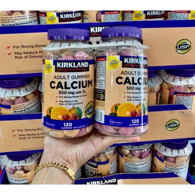 Kẹo dẻo Canxi Kirkland Signature Adult Gummies Calcium 500mg with D3 – 120 viên