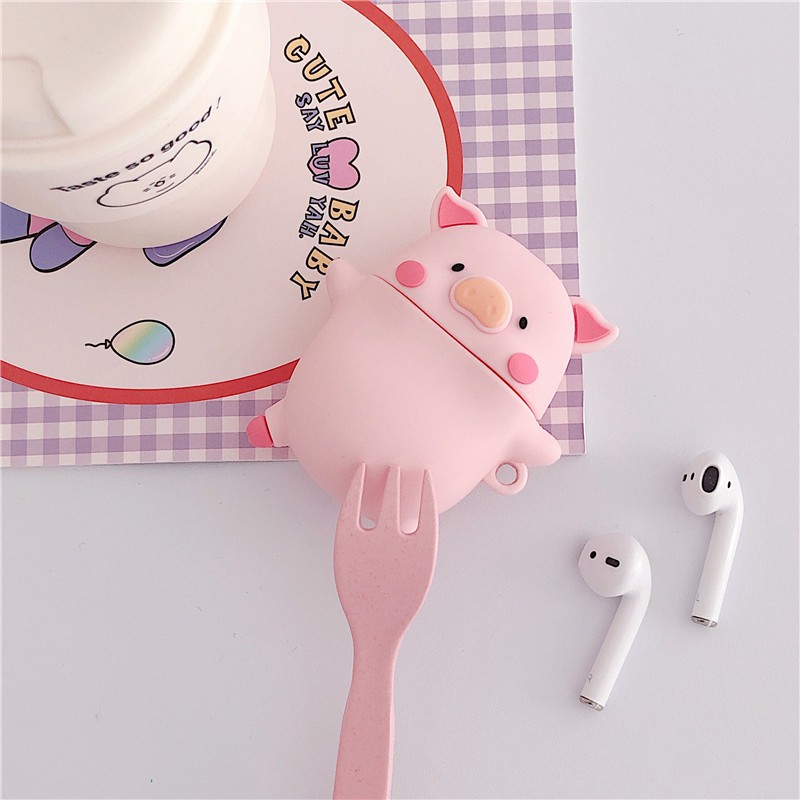 Vỏ bảo vệ bao đựng tai nghe ✔️ case airpod 1 2 Pro ✔️ Lợn hồng