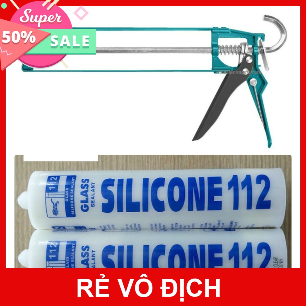 [FREESHIP] SÚNG BẮN KEO CHAI BẰNG SẮT CẦM TAY - CHAI KEO SILICON 112 175ml(ĐEN, TRONG) [HCM]