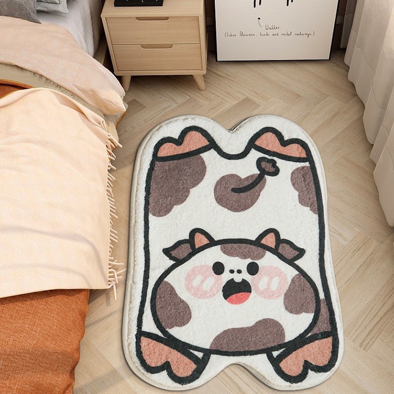 Thảm Chân Giường Lông Cừu Hình Thú Cao Cấp Siêu Đáng Yêu, Có Đế Chống Trơn Trượt
