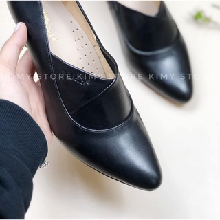 Bốt nữ cổ thấp da thật, Boot nữ cao gót 7cm hàng VNXK - Kimystore