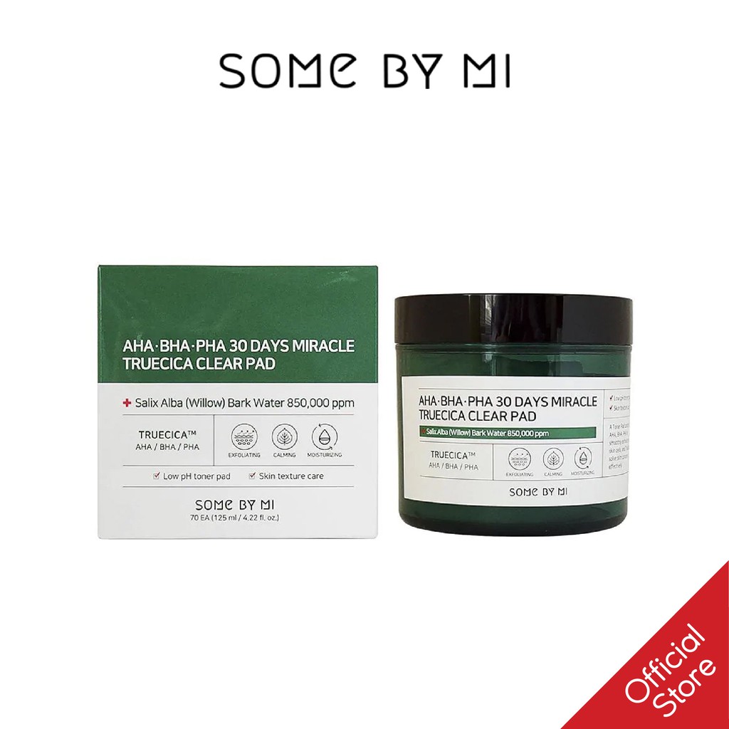 Bông Tẩy Da Chết Giảm Mụn SomeByMi AHA-BHA-PHA 30 Days Miracle Truecica Clear Pad 70 Miếng