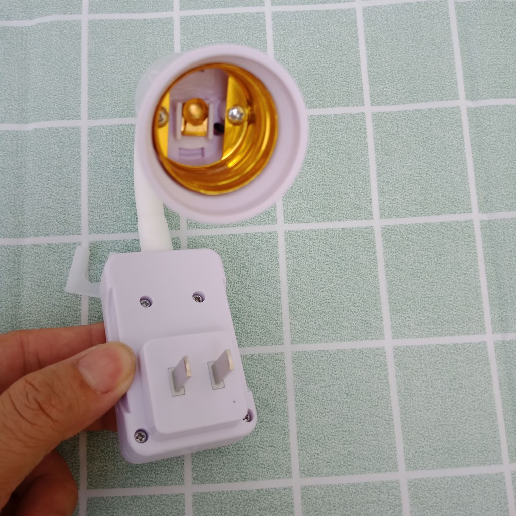 Đui đèn phích cắm E27, có công tắc tiện dụng, thân hợp kim xoay 360 độ