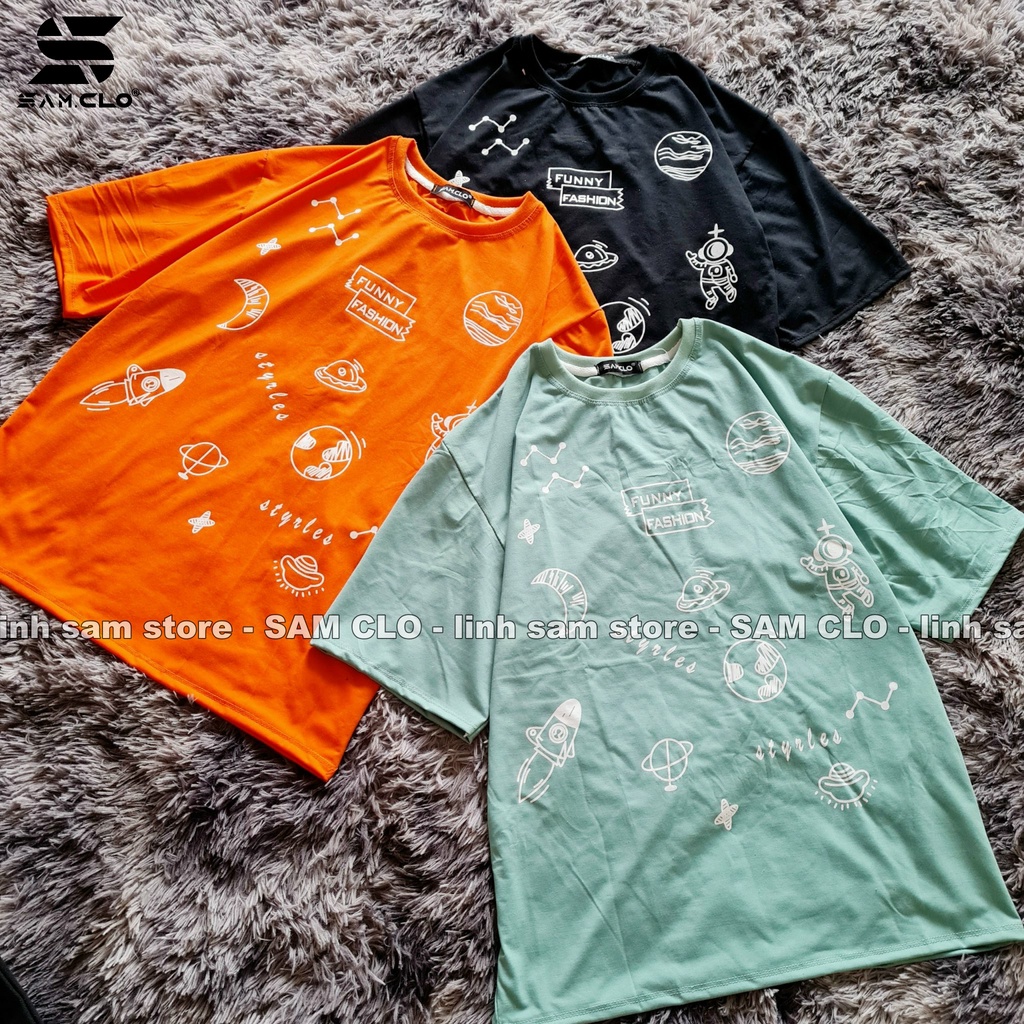 Áo thun tay lỡ nam nữ SAM CLO phông form rộng dáng Unisex, mặc lớp, nhóm, cặp, in chữ FUNNY FASHION