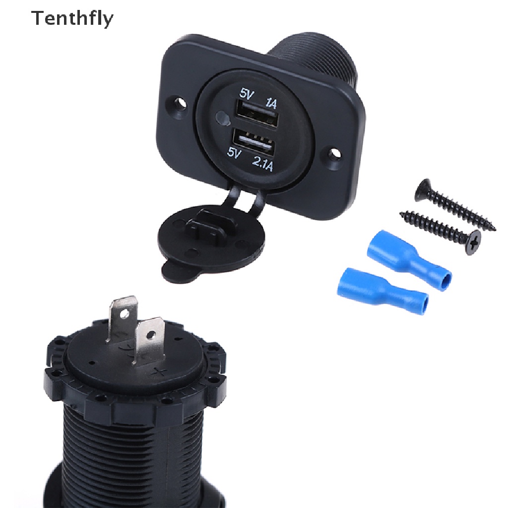 Ổ Cắm Sạc 2 Cổng USB 1A & 2.1A 12 Bu Lông Cho Xe Hơi / Xe Máy / Tàu Thuyền