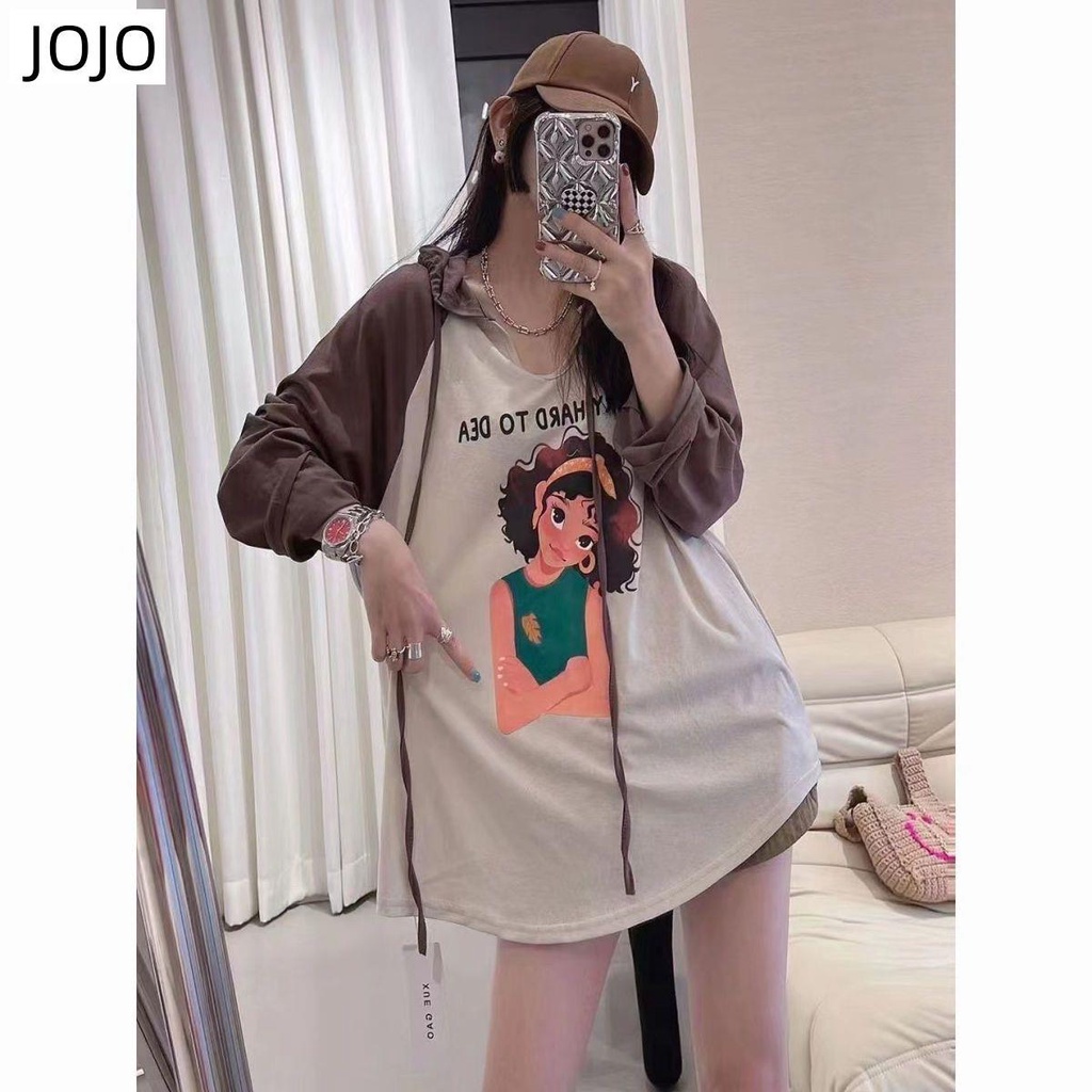 Áo Hoodie Tay Dài Dáng Rộng Thời Trang Cho Nữ