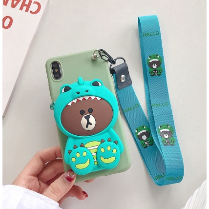 Ốp điện thoại kiêm ví đựng tiền bằng silicon thiết kế hoạt hình 3D dễ thương cho Huawei Nova 4e 3e Lite P30 P20