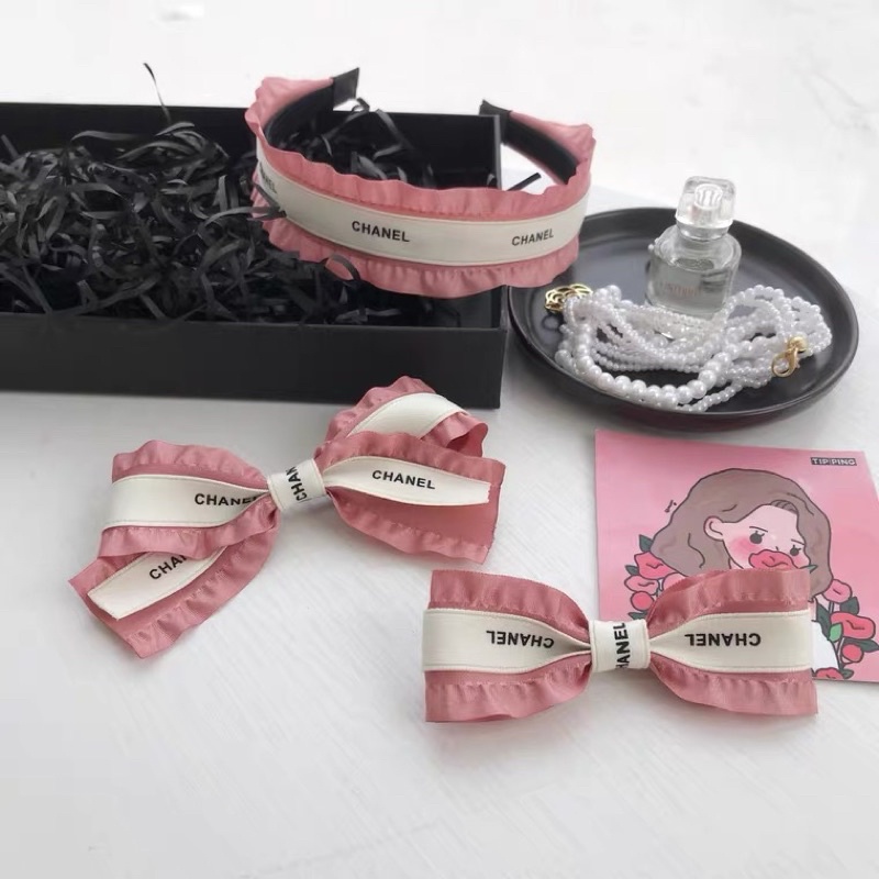 Cài tóc phối màu ruy băng trắng đen BOT DORIS sang chảnh phong cách Hàn Quốc