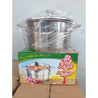 Nồi inox 3 đáy - hkm từ nhãn hàng anlene❤️ thân cao - đường kính 24cm