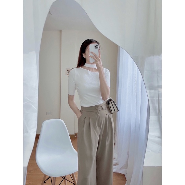 Annie shirt - áo len tăm thiết kế khoét vai