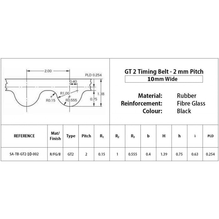 Dây Đai Răng Gt2 190 L 380 mm Width 10mm 190t 2gt 380mm