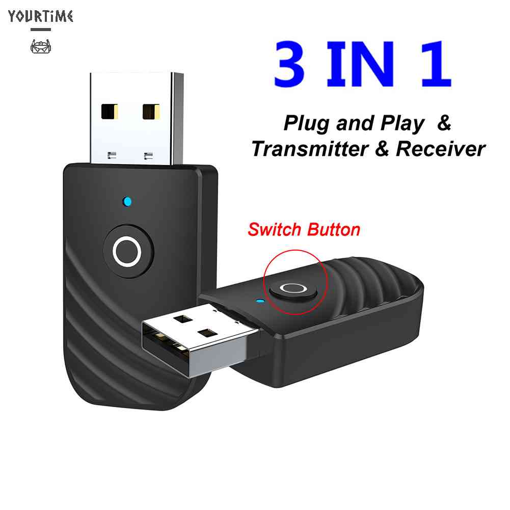 Thiết Bị Thu Phát Âm Thanh Bluetooth USB 5.0 3 Trong 1 Cho TV/PC/Tai Nghe Trên Xe Hơi