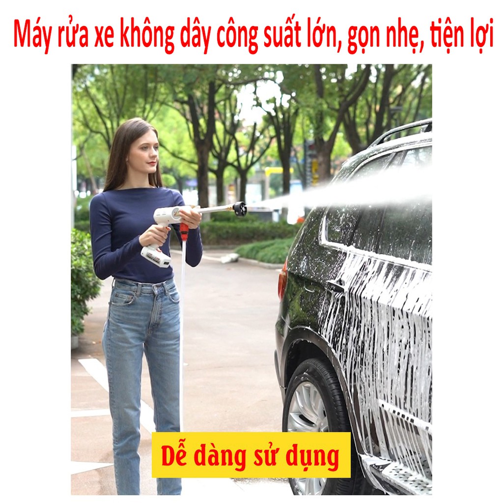 Máy rửa xe không dây áp lực cao - dùng pin