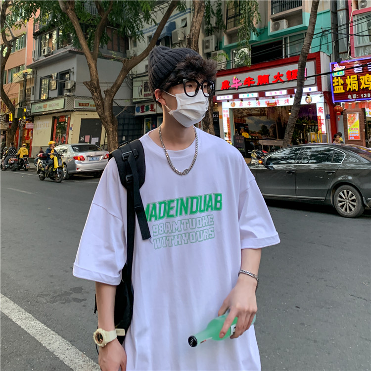 Men's High Street Cool Style Fashion Korean Style Letter Print Short Sleeve T-shirt Street Style Unisex Fashion Short Sleeve T-shirt | BigBuy360 - bigbuy360.vn