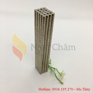 100 Viên Nam Châm Vĩnh Cửu Mạ Nikel Kích Thước 4x3mm Lực Từ N35 Giá Khuyến Mại