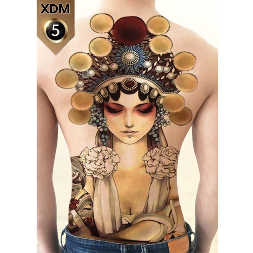 Hình Xăm Kín Lưng Cô Gái Geisha Chụp Ảnh, Đóng Phim, Dễ Dàng Tẩy Xóa - Dùng 2-5 Ngày