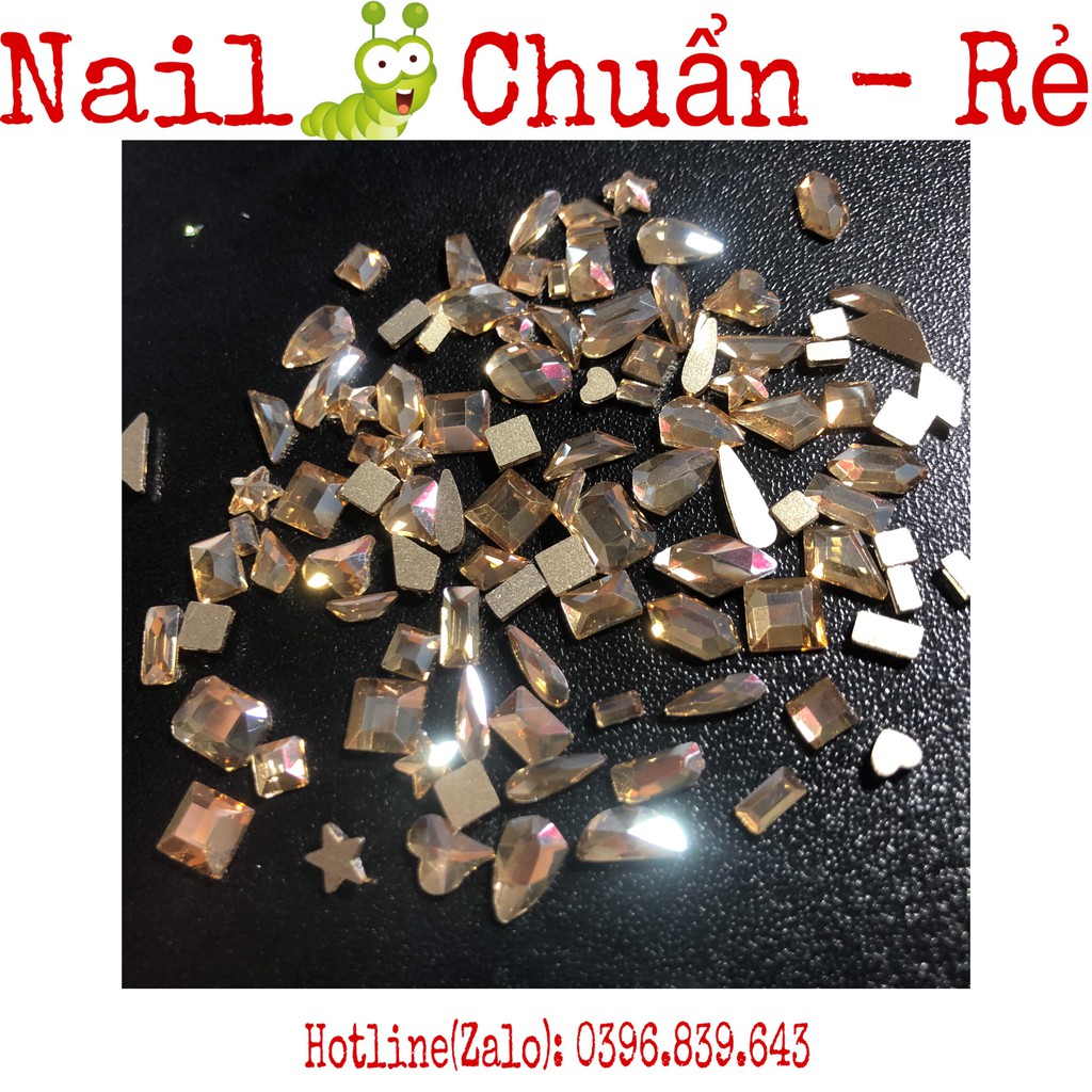 Đá Nail Chân Bằng Mix Mẫu 100 Viên - Đá Khối Gắn Móng  Chân Bằng Siêu Sáng Siêu Bền