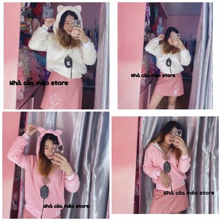 Áo khoác lông cừu nữ tai gấu đáng yêu freesize [NHÀ CỦA MÉO STORE]