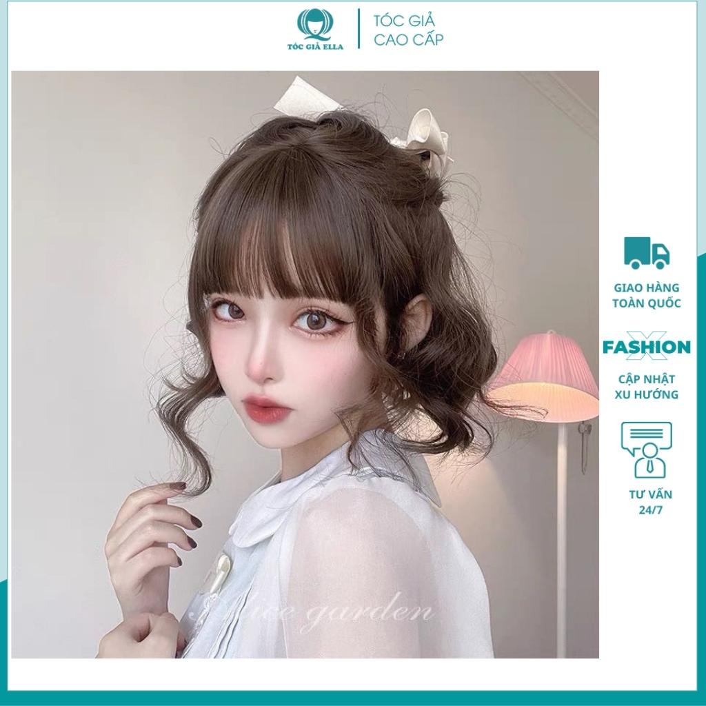 Tóc giả cả đầu ❤️FREESHIP❤️ Tóc giả nguyên đầu víc xoăn ngắn 20cm vàng tây D3038