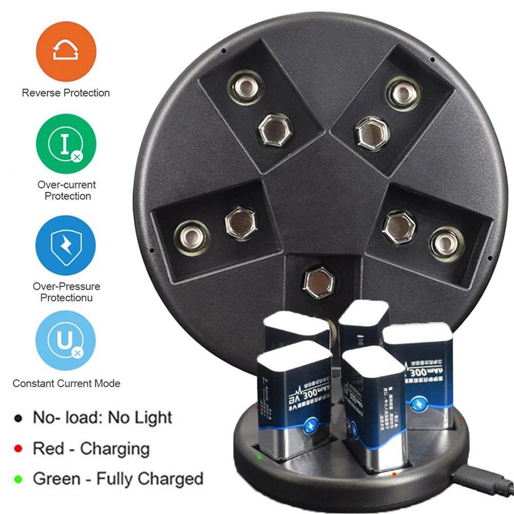 BTLIMER Đế Sạc Nhanh Thông Minh Có Đèn LED Chỉ Báo Cho Pin Li-ion 6F22 9V Ni-MH Ni-CD
