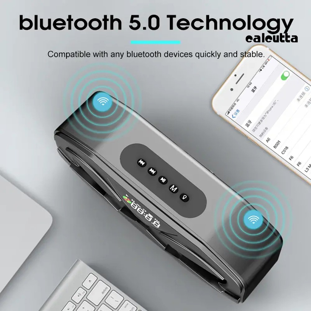 Loa Bluetooth Không Dây Tích Hợp Fm / Đồng Hồ / Nhiệt Độ