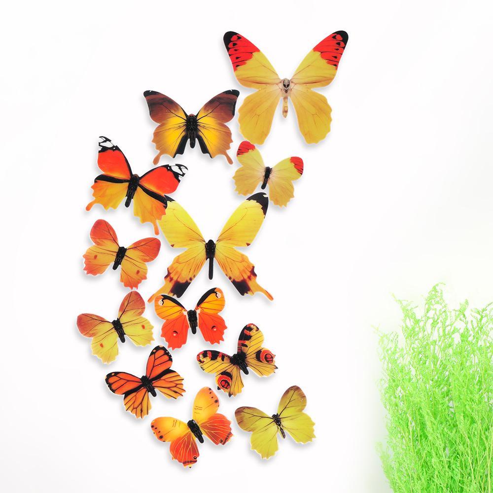 Bộ 12 Miếng Dán Tường Trang Trí Hình Cánh Bướm Bằng PVC Một Lớp Gấp Gọn Dành Cho Tiệc Tùng