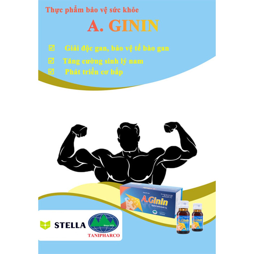Thực phẩm chức năng A.Ginin - Giải độc gan, tăng cường sinh lý nam, phát triển cơ bắp - 30 chai