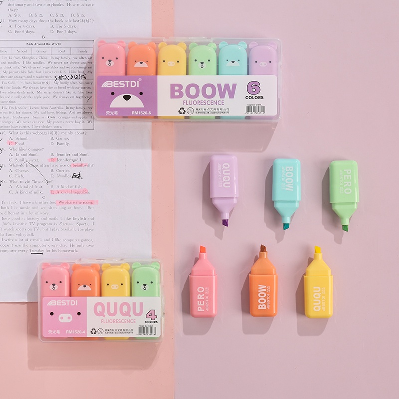 Bộ Bút Dạ Quang Mini 6 Màu Sắc Tự Nhiên 1520# Dành Cho Học Sinh
