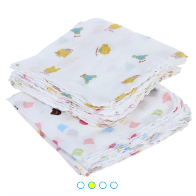 Khăn sữa in hình xuất Nhật 2 lớp (gói 5 khăn)