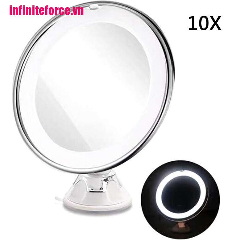 (Hàng Mới Về) Gương Trang Điểm Xoay 360 Độ Có 10 Đèn Led Tiện Lợi