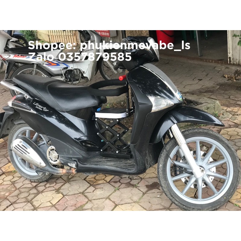 [Sẵn] Ghế ngồi xe điện, xe vespa LX, liverty xếp gọn,gập được tay cầm, nâng lên hạ xuống ( tặng kèm đai buộc ghế)