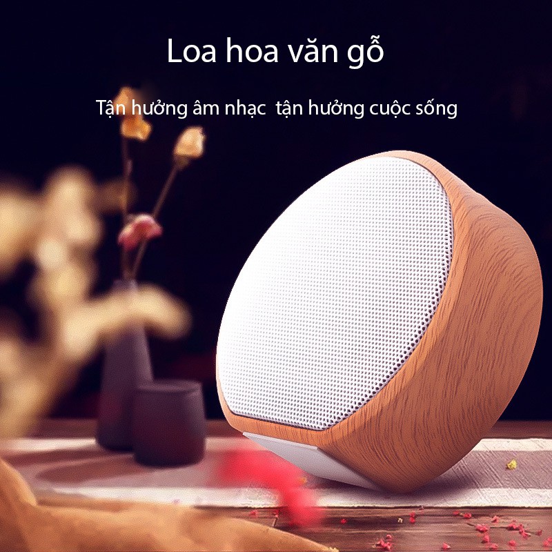 Loa bluetooth mini A60 (màu trắng) Cát Thái hoa văn gỗ cực thanh lịch nhỏ gọn dễ mang, âm thanh rõ ràng, hỗ trợ cổng USB