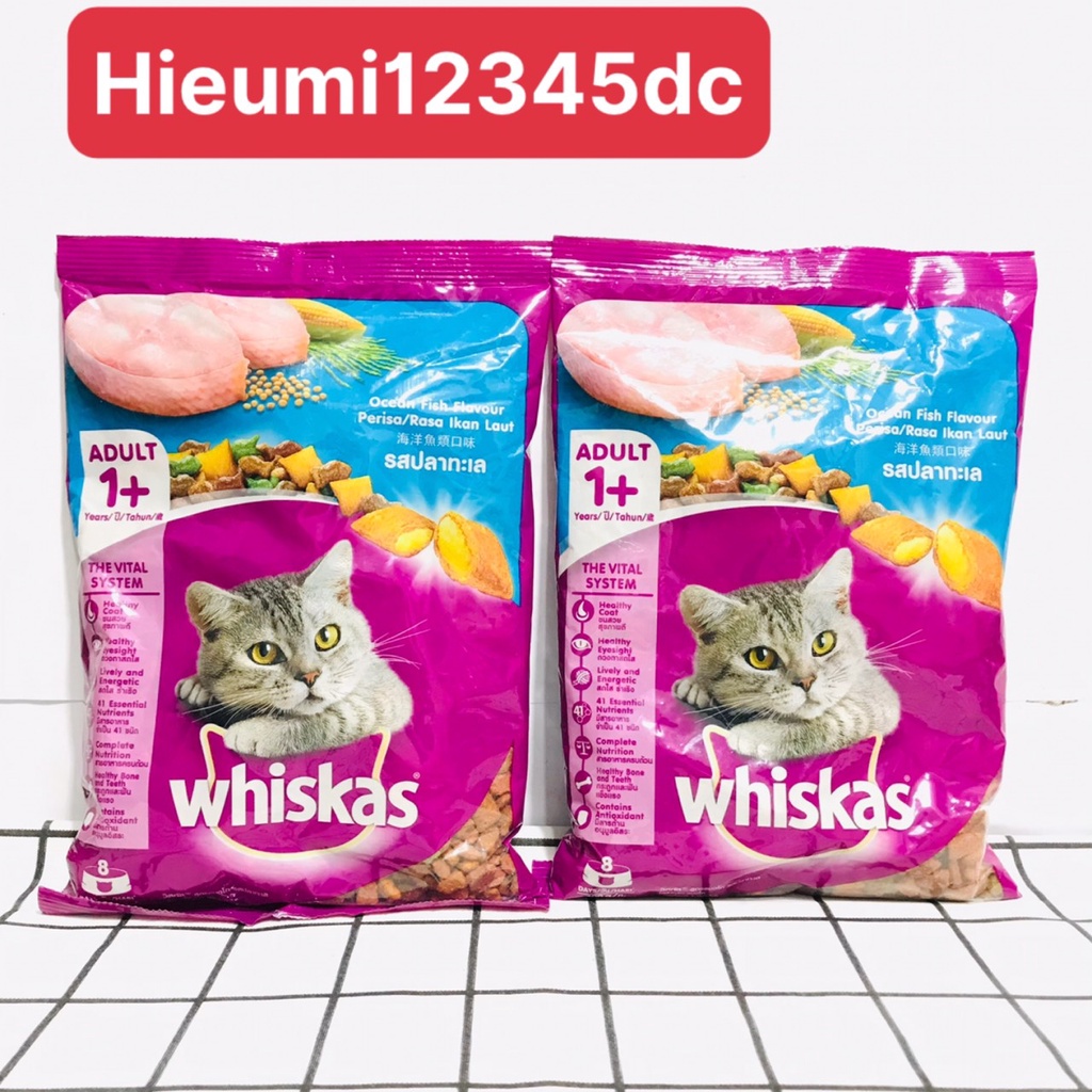 WHISKAS Thức ăn cho mèo lớn dạng hạt vị cá biển 400g (1 túi)