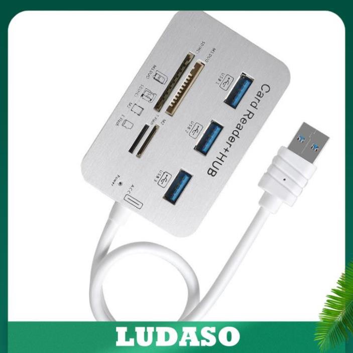 Bộ chia USB HUB kiêm đầu đọc thẻ nhớ 2 in 1 cổng 3.0 giá rẻ mẫu 2 LUDASO