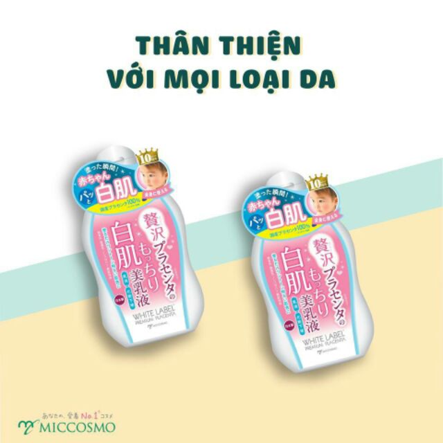 Sữa Dưỡng Trắng Da Cấp Tốc Từ Nhau Thai Dành Cho Da Mặt Và Body WHITE LABEL PREMIUM PLACENTA MILK