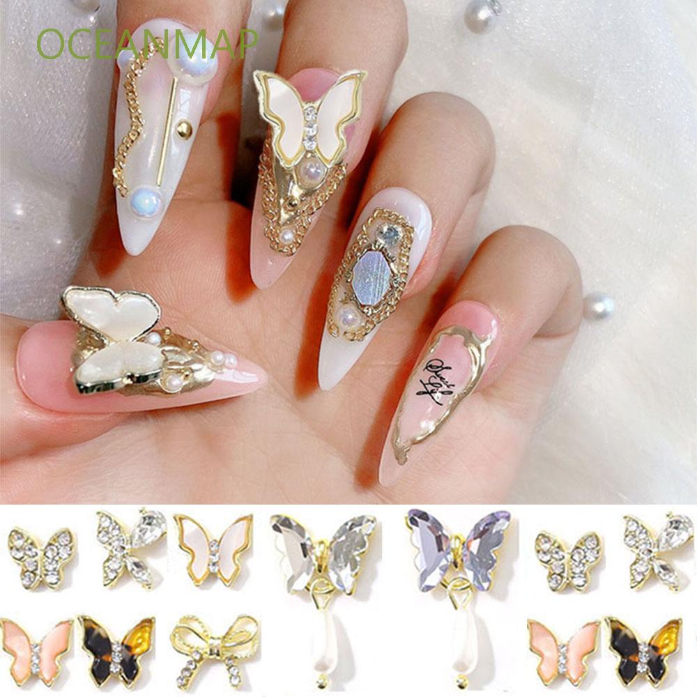 Set 10 Phụ Kiện Trang Trí Móng Tay Hình Bướm 3D Độc Đáo